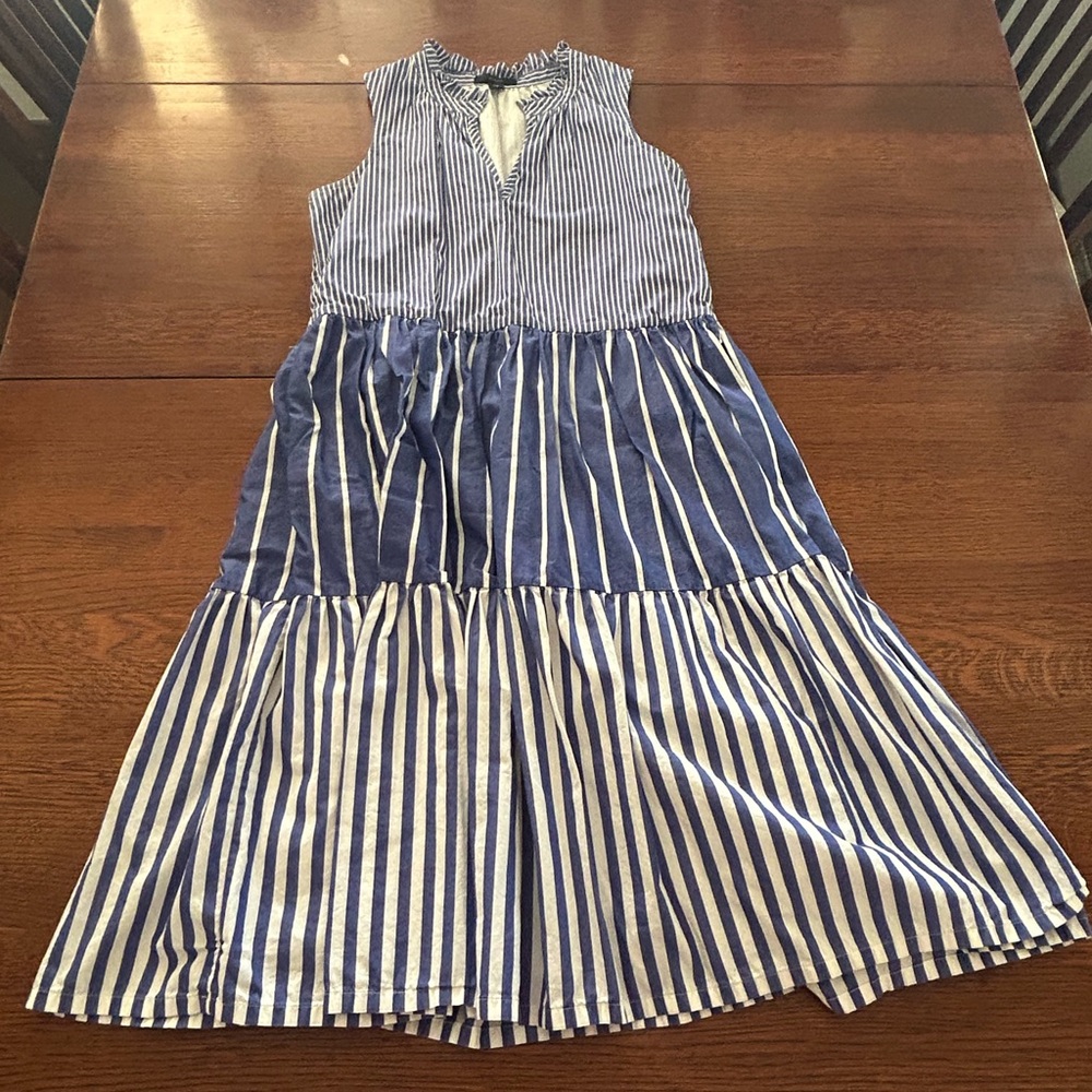 blue/White Striped J Crew Dress